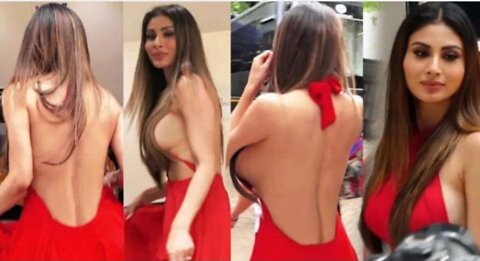 Mouni Roy OOPS Moment Caught On Camera,Raises The Temprature In Full Open RED Gown On The Sets