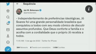 Presidente Jair Bolsonaro fala da morte do humorista Jô Soares