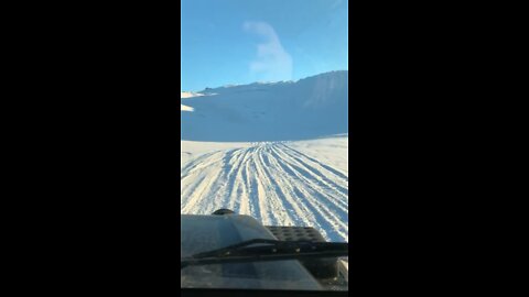 Landrover on a glacier