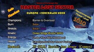 Destiny 2 Master Lost Sector: Europa - Concealed Void on my Warlock Solo-Flawless 2-26-23