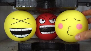 Emojis Frozen And Wet Crushed By Hydraulic Press