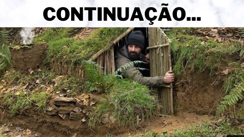 CONTINUAÇÃO - Survival Shelter Construction | Earthen hut, grass roof and clay fireplace