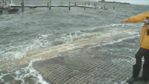 Tide surging onshore in Sewall's Point, Martin County