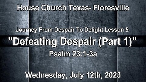 Journey From Despair To Delight Lesson 5-Defeating Despair Part 1-Psalm 23:1-3 7-12-2023