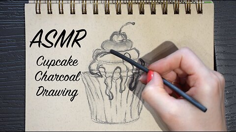 ASMR Cupcake Charcoal Drawing | Quiet Sketching Session | (No Talking)