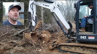 Building new road DAY 6. Huge tree, Hip dislocated! & Grading dirt...
