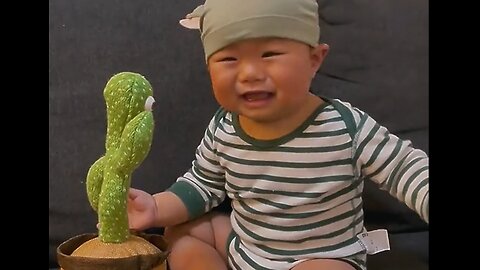 Baby with cactus toys,babyy ,funny,cute babys,viral