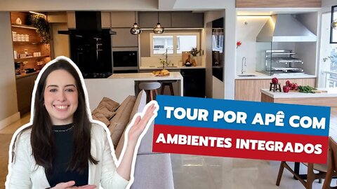 TOUR POR APARTAMENTO COM SALA, COZINHA ÁREA GOURMET INTEGRADAS 💙 | Inspiração e Dicas de Decoração