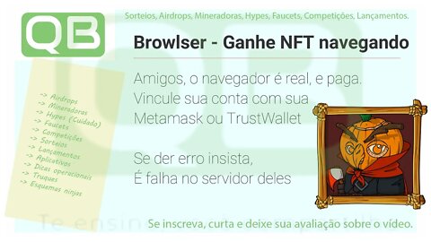 Airdrops - NFT do aplicativo Browlser - Explicação do erro - Aproveite