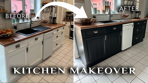 Quick and Fast Kitchen Makeover, painting my cabinets BLACK | Part 1