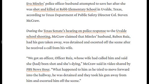 UVALDE HS HAD ACTIVE SHOOTER DRILL WEEKS BEFORE MASSACRE, OFFICER REMOVED & HAD GUN TAKEN AWAY AS WIFE LAY DYING