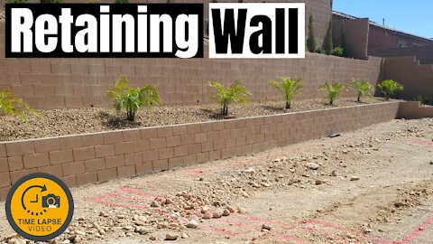 TIMELAPSE - RETAINING WALL BUILD - CINDER BLOCK WALL - HOW TO