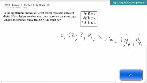 Math Olympiad for Elementary | 2018 | Division E | Contest 3 | MOEMS | 3E