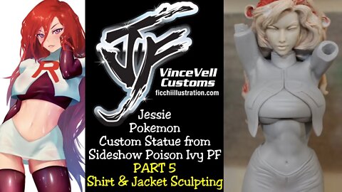 Jessie Pokemon Custom Statue Part 5 Sculpting Shirt & Jacket