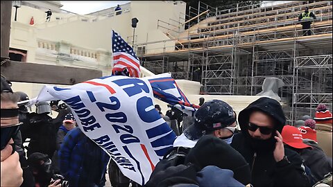 J6 1:18 PM Proud Boys Shot by Less Lethal Team on the West Plaza.