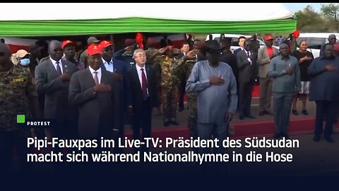 Pipi-Fauxpas im Live-TV: Präsident des Südsudan macht sich während Nationalhymne in die Hose