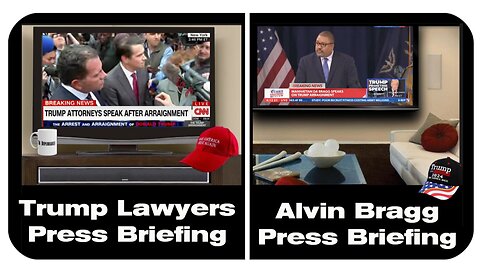 Trump lawyers & Alvin Bragg press briefings after arraignment - 4/4/23