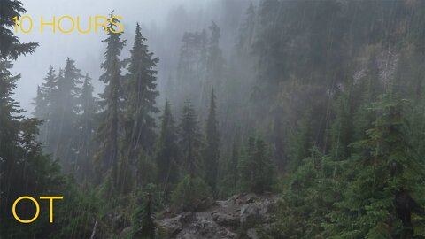 Stormy Night on Mt. Ellinor| Soothing Rain & Rolling Thunder Sounds for Relaxing| Studying| Sleeping