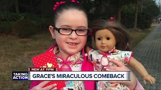 Young girl exploding with life after overcoming possibly fatal disease