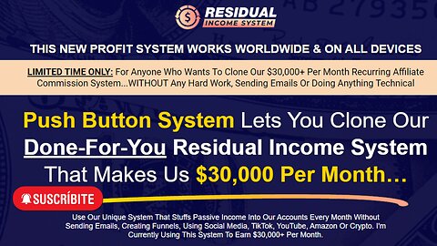 Residual Income System Review - Unlock Multiple Streams of Passive Income and Build Your Email List.