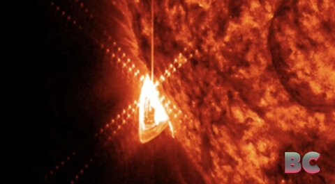 Powerful solar flare erupts from hidden sunspot sparking widespread radio blackouts