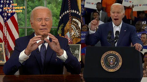 Just 2 days after his hateful speech Biden lectures us to be respectful to each other: "So tonight, I'm asking every American to recommit to make America... so... make America... what is..."