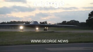 B-2 Spirits landing and taxi during Bomber Task Force Europe