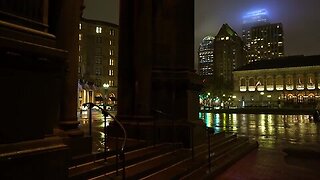 Boston in 3D Audio - Walking in Rain 4K