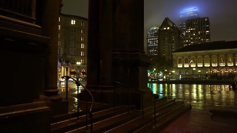 Boston in 3D Audio - Walking in Rain 4K