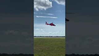 USCG MH-65 Dolphin talking off in flight of two #aviationlover #helicopter #uscg #airplanesdaily