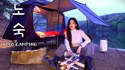 [4K] Solo Camping In A Tent Where Only One Person Can Lie Down | Baking Pizza On Firewood