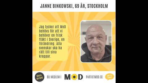 Janne Binkowski, 69 år, pensionerad civilekonom, Stockholm | MoDs Riksdagskandidater