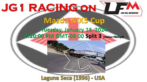 JG1 RACING on LFM - Mazda MX5 Cup- Laguna Seca (1996) - USA - Split 3