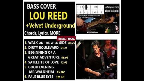 Bass cover (Final::) LOU REED + VELVET _ Chords, Lyrics, MORE