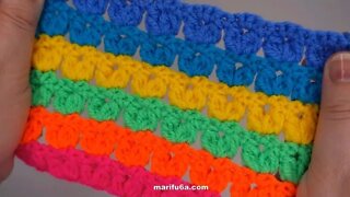 How to crochet colorful V stitch for blanket simple tutorial by marifu6a