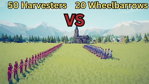 50 Harvesters Versus 20 Wheelbarrows || Totally Accurate Battle Simulator