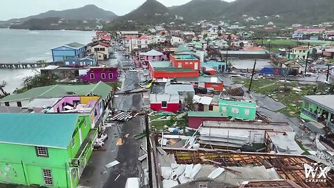 Hurricane Beryl Drone video from Carriacou, Grenada after category 4 slams island