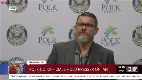 Paul Lagrone in Polk County | Hurricane Ian will be projected to be a category one when it hits the Polk County area. Polk County officials held a press conference on hurricane updates.