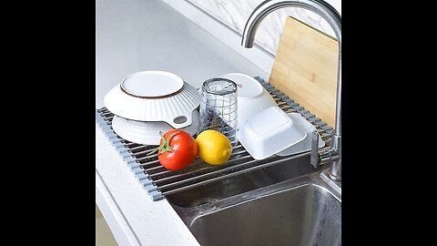 Roll Up Dish Drying Rack（17.7" x 16"） Over The Sink Dish Drying Rack,Stainless Steel Rolling...
