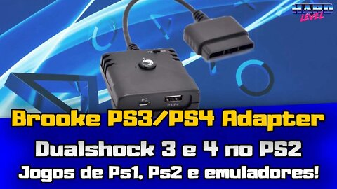 Brooke PS3 e PS4 Adapter - Dualshock 3 e 4 no PS2!