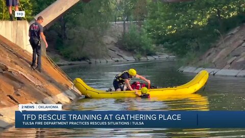 Tulsa Fire Department practices rescue situations at Gathering Place