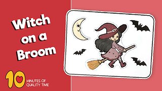 Witch on a Broom Cut and Paste Craft