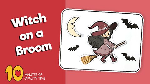 Witch on a Broom Cut and Paste Craft