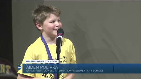 Aiden Polivka wins 4th Grade MPS Spelling Bee Final