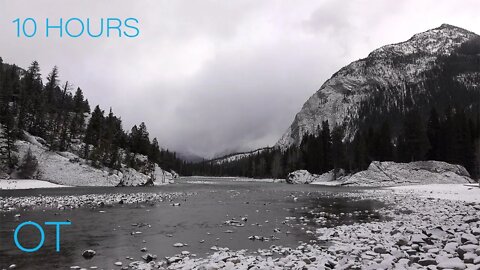 Winter River | Flowing water and Atmospheric Sounds for Sleeping | Relaxing | Studying | 10 Hours