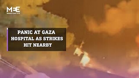 Palestinians at the Indonesian hospital in Gaza shout in panic as Israeli air strike hit nearby