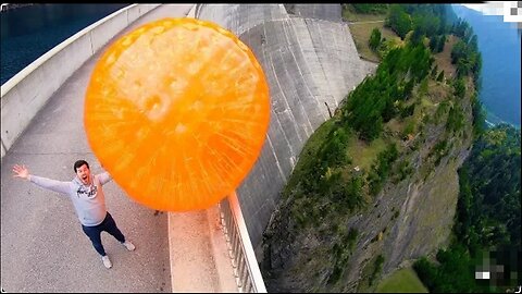 ZORB BALL MEGNUS EFFECT FROM 165M IN TO DAM..