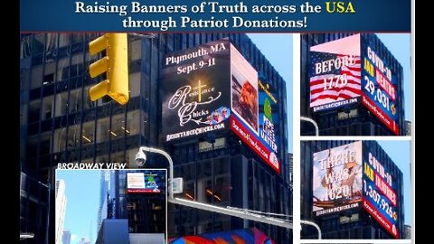 RESISTANCE CHICKS ON BILLBOARD IN TIMES SQUARE!!! Plymouth Event Ad- Banners4Freedom