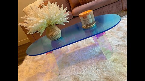 Acrylic Coffee Table，Side Table Iridescent End Table Round Bedside Tables Clear Night Stands f...