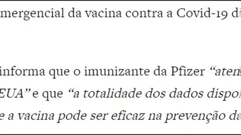 NOTICIA URGENTE! EUA aprovam uso emergencial da vacina da Pfizer. COMPARTILHE